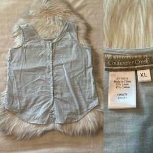 Coldwater Creek Sky Blue Linen-Cotton Tank Top | Women’s XL